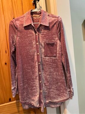 Soft Surroundings Women's Washed Button-Down Shirt in Dusty Mauve